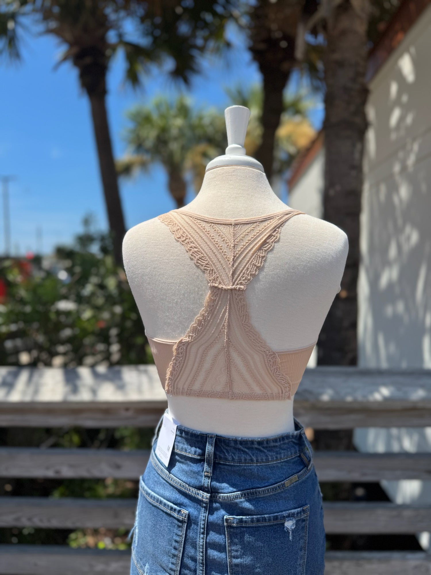 Kira Bralette in Beige back