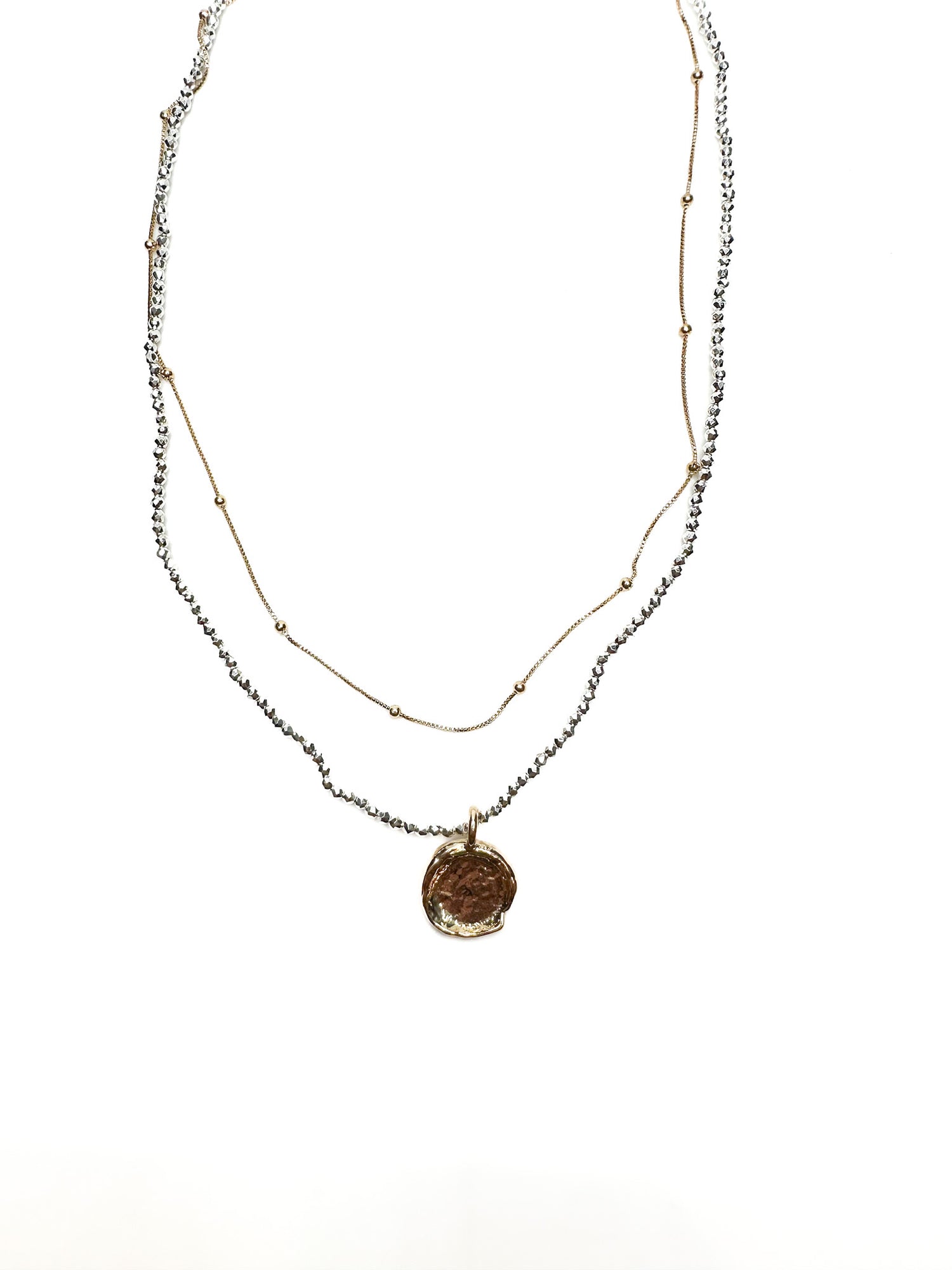 Layered Silver Beaded Necklace