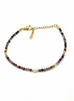 Lila Tourmaline & Freshwater Pearl Bracelet with stainless steel finishings