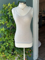 Lor Beige Tank on mannequin. front view
