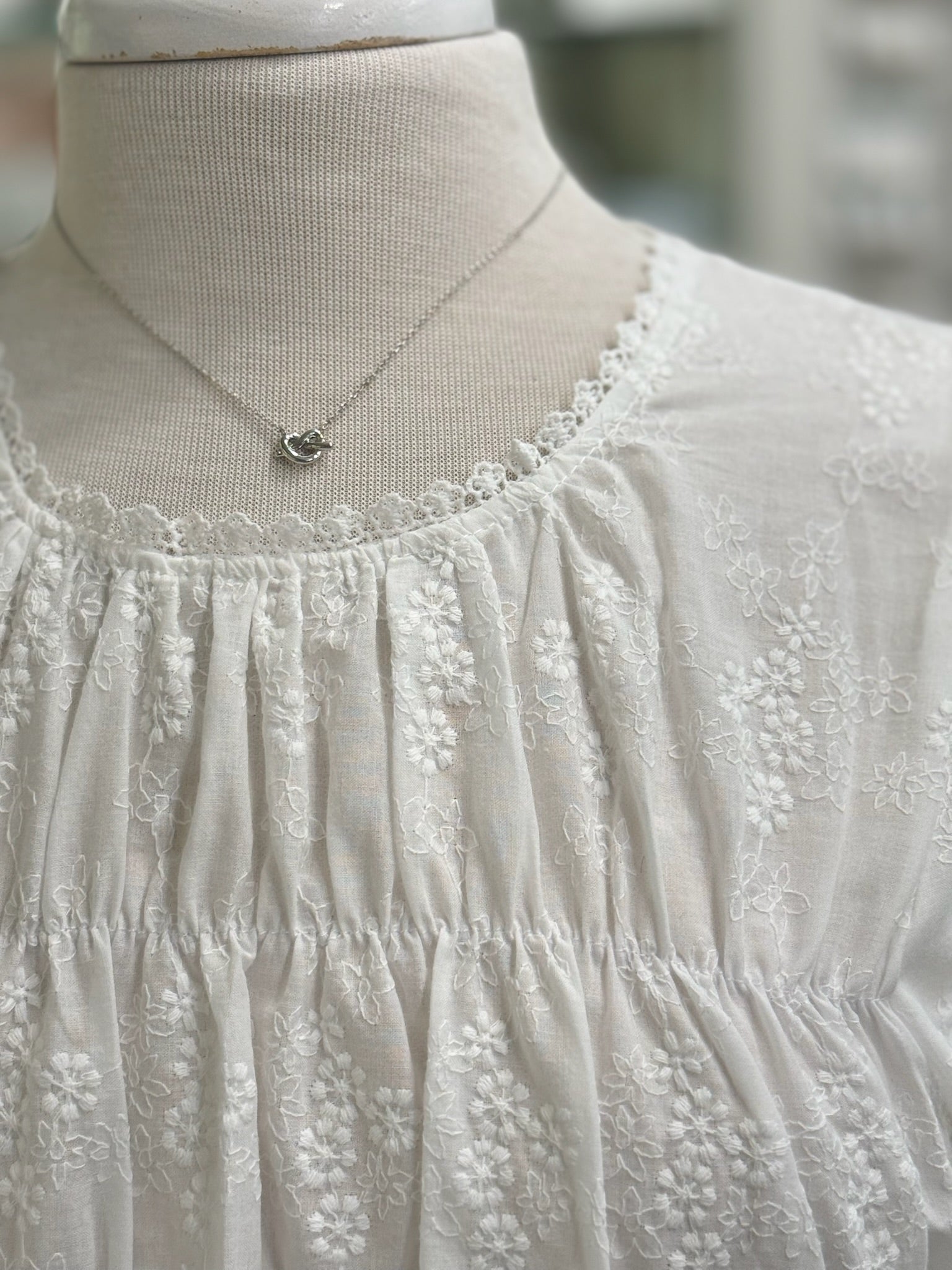 Lucy Top in White close up 