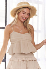 Maria Top in Taupe skirt duo