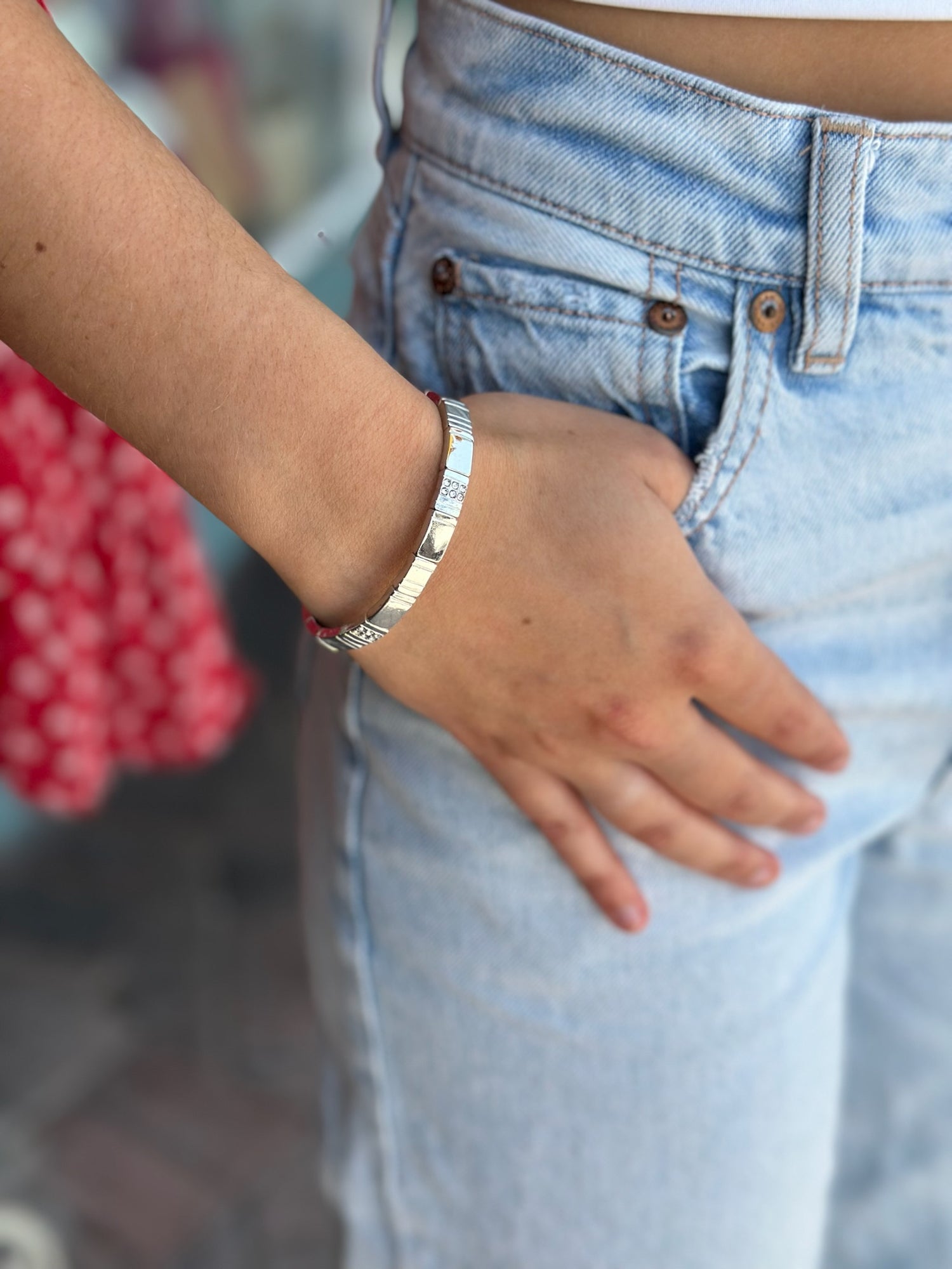 Mila Sparkly Stretch Bracelet in Silver