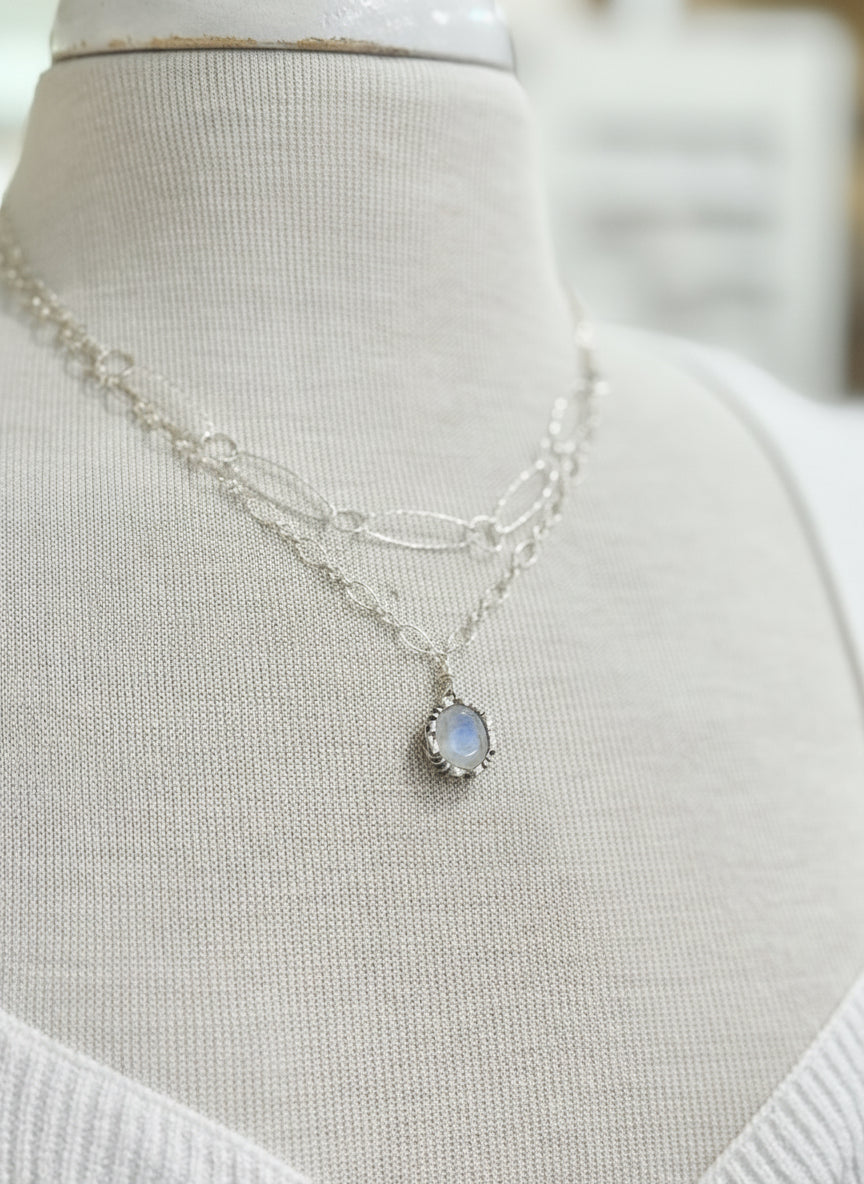 Necklace layered with the use of magnetic layering clasp.