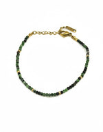 Nora Epidote Beaded Bracelet in Green and gold stainless steel