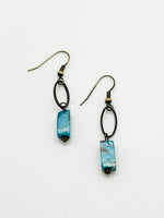 Ocean Jasper dangle earrings with natural brass oval links by Nina Halls