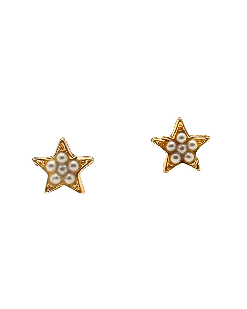 Gold Pearl Starfish Studs