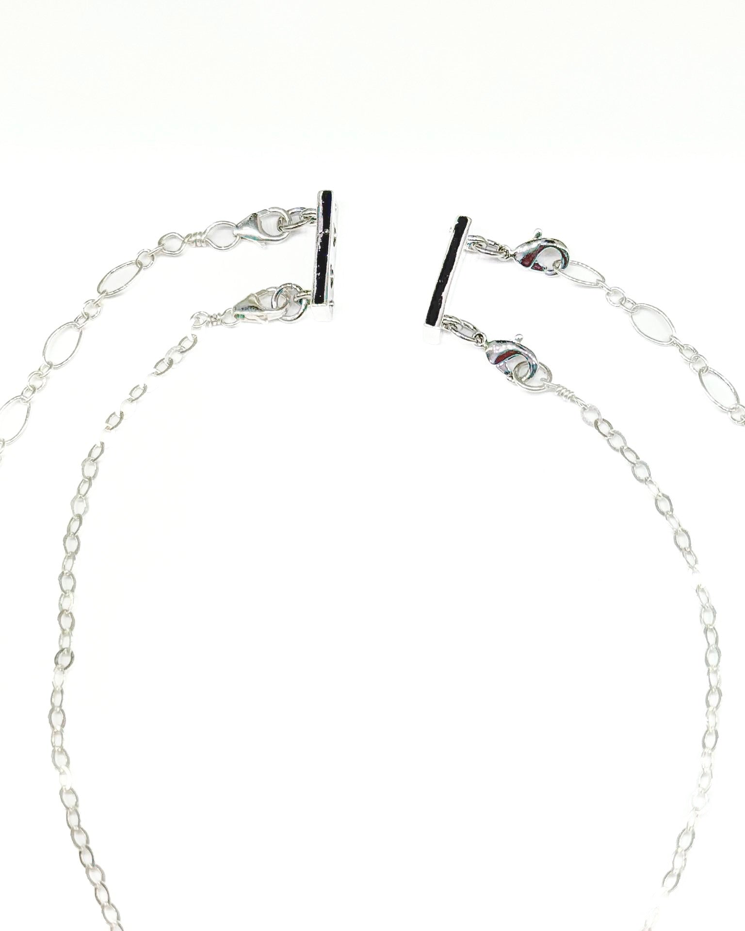 Magnetic silver premium layering clasp makes simple tangle free layering.