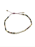Romy Tourmaline & Freshwater Pearl Bracelet with gold accent beading