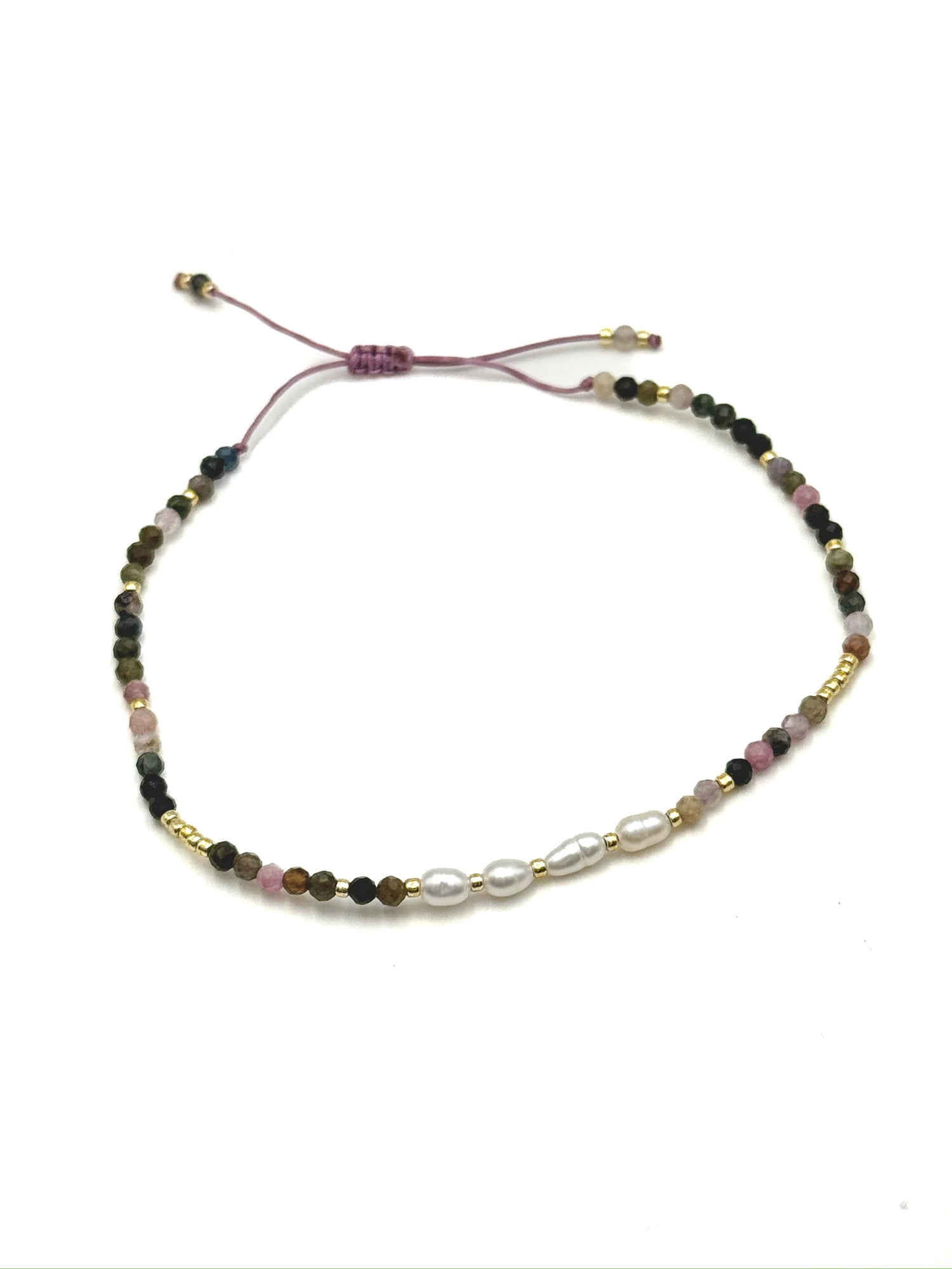 Romy Tourmaline & Freshwater Pearl Bracelet with gold accent beading