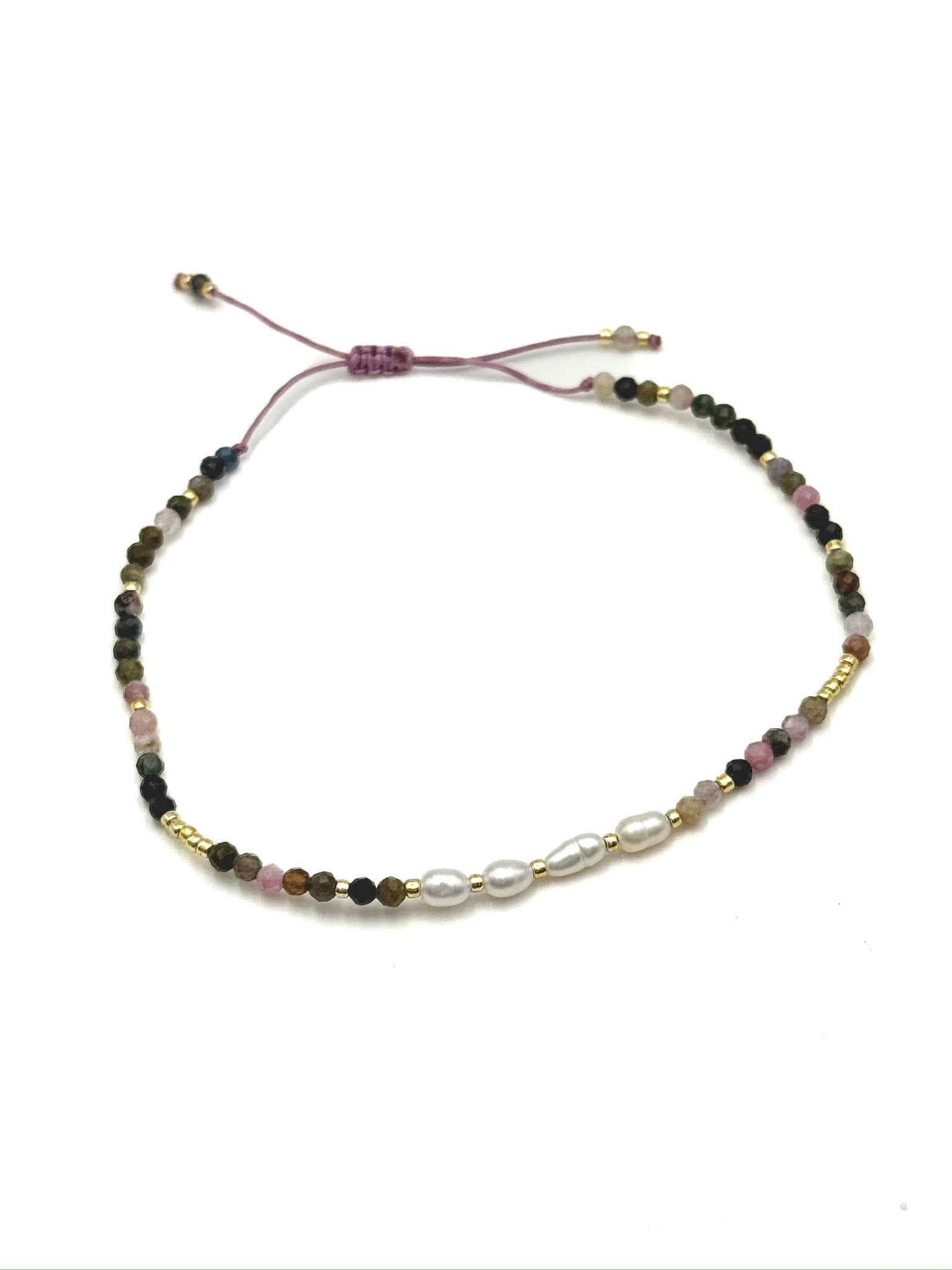 Romy Tourmaline & Freshwater Pearl Bracelet with gold accent beading
