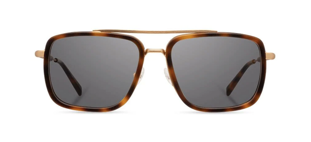 Grant Matte Brindle & Gold /Walnut Grey Polarized Sunglasses front view 