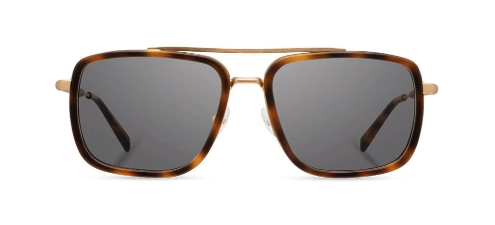 Grant Matte Brindle & Gold /Walnut Grey Polarized Sunglasses front view 