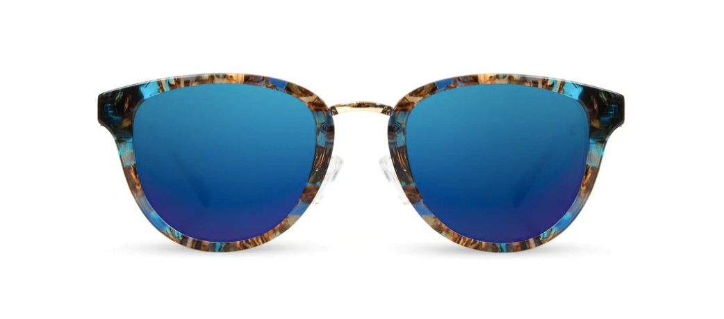 Shwood Ainsworth Blue Nebula Gold Flash Polarized sunglasses front view