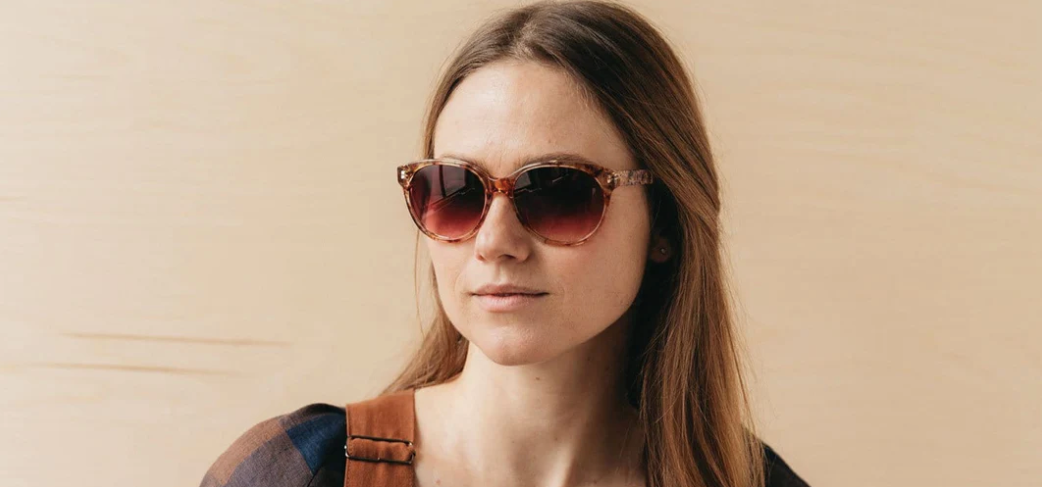 Madison Rose Blossom Polarized Sunglasses on model front facing 