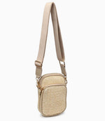Elana Woven Multi compartment crossbody  in Taupe, Ardor Boutique 