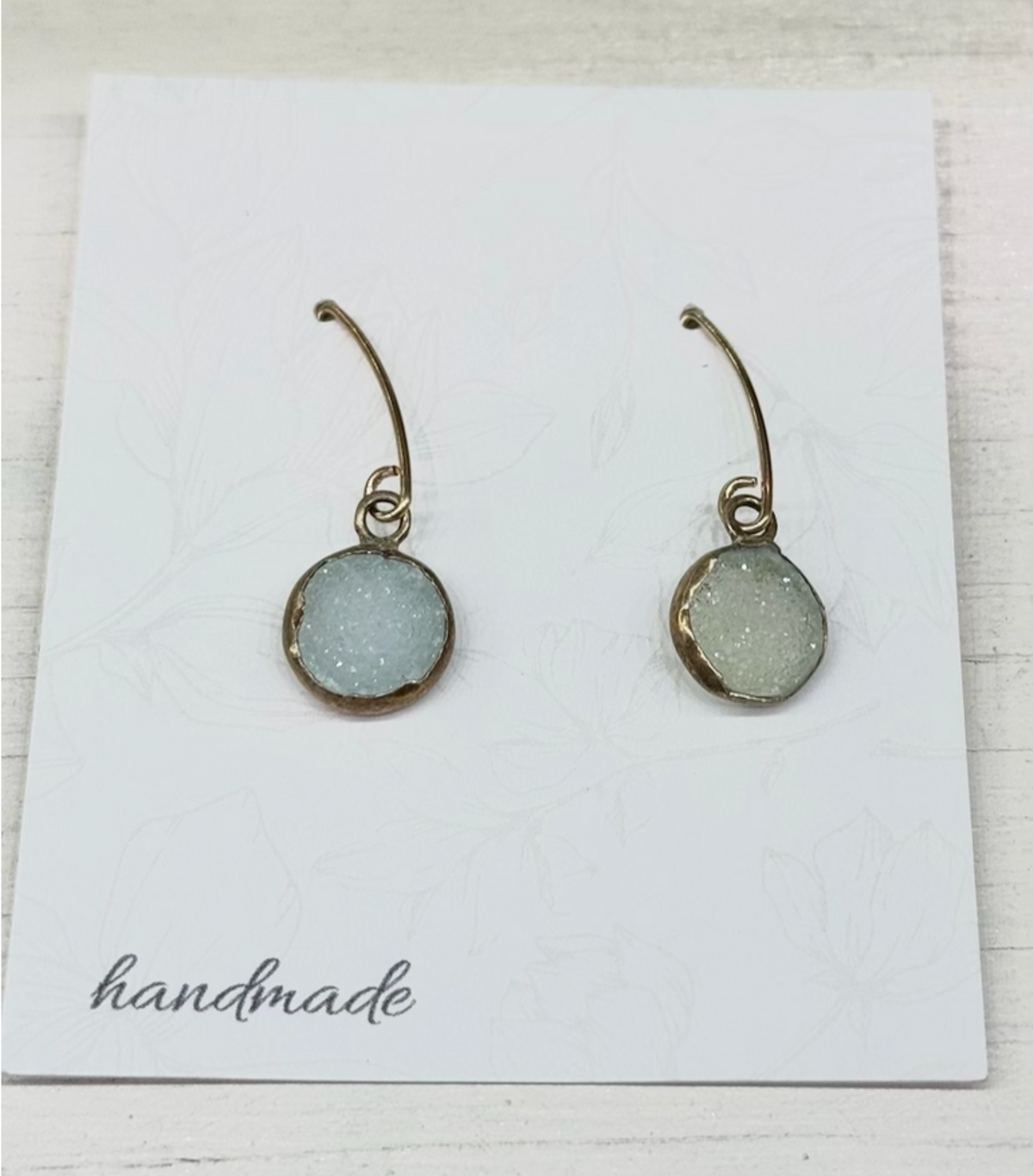 Aqua Druzy Round Drop Earrings