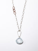 Serenity Light Blue Aquamarine nh Necklace on sterling silver and rose gold