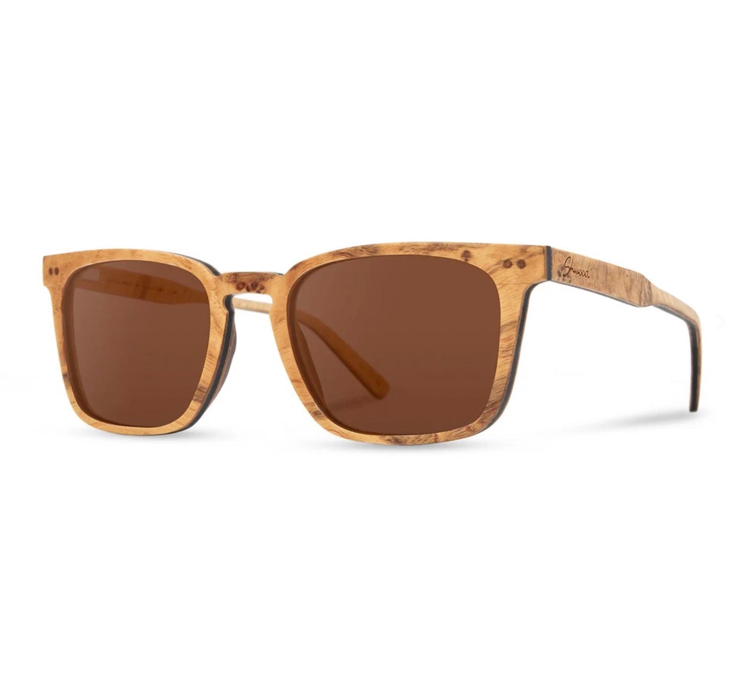 Shwood Hamilton Ash Burl Brown Polarized Sunglasses