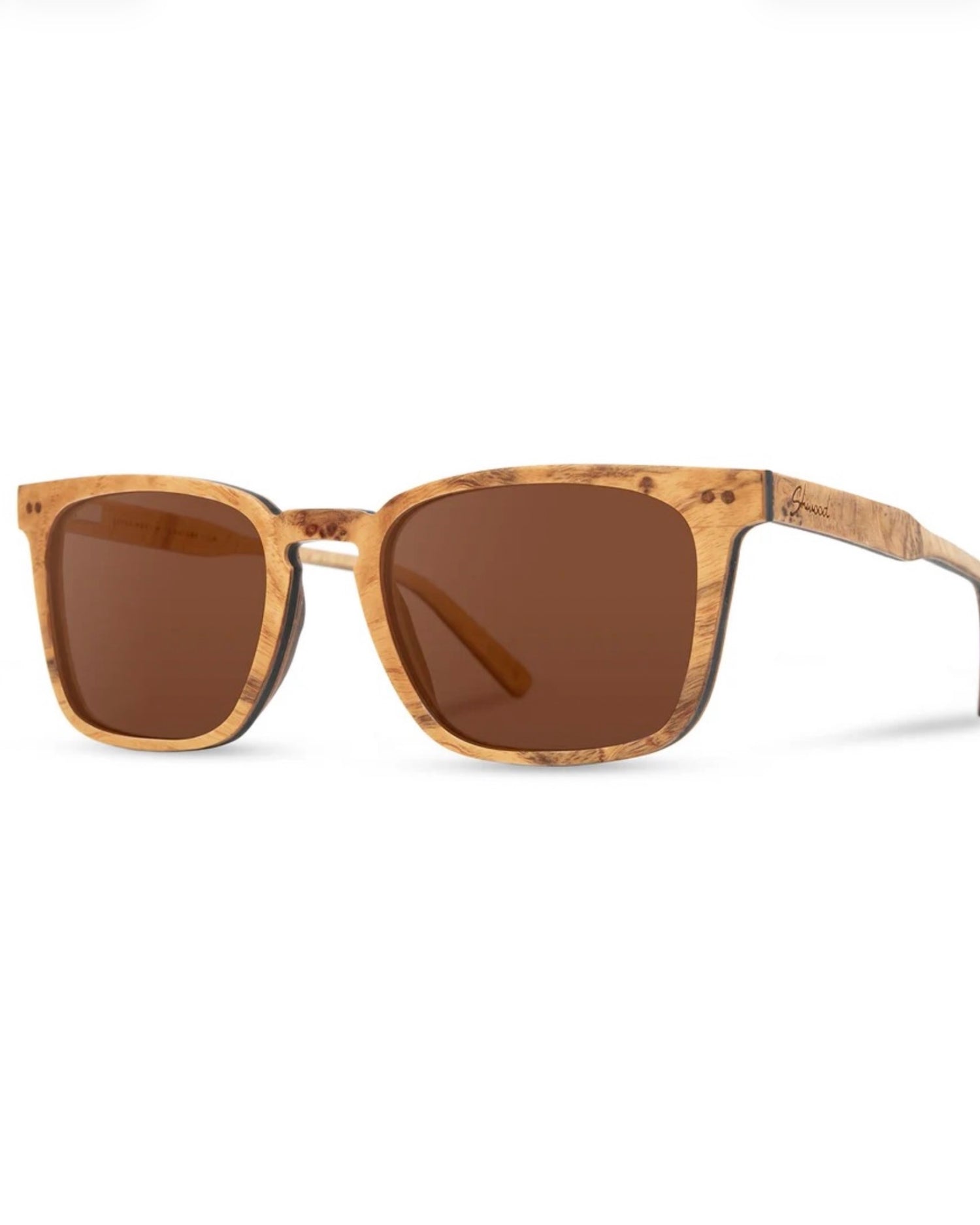 Shwood Hamilton Ash Burl Brown Polarized Sunglasses