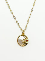 18k gold-filled chain with a radiant mother-of-pearl sun pendant