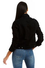 Tessa Basic Denim Jacket in Black (back view)