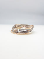 The Marie Blessed Bracelet shown on a white backdrop showing details and magnetic clasp 