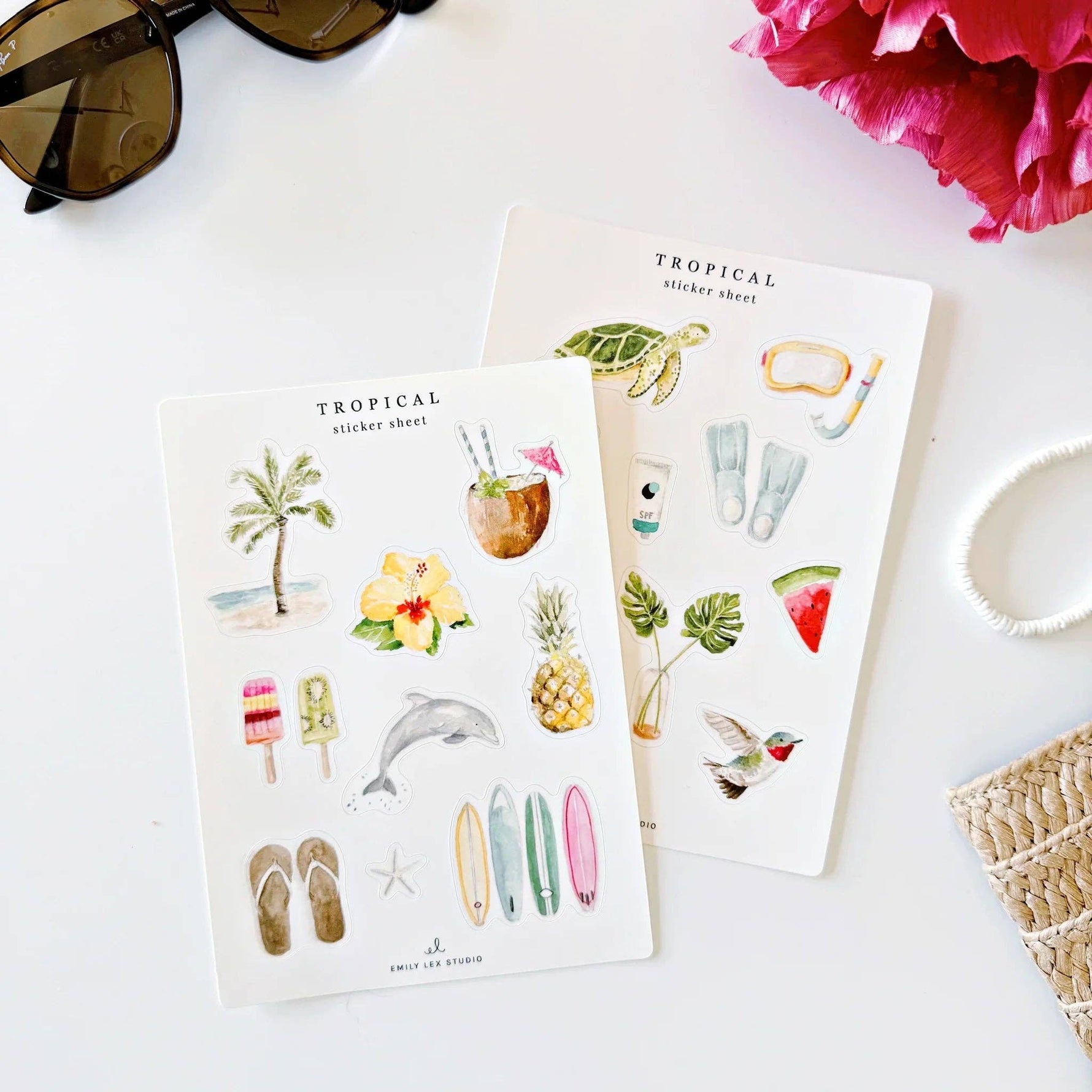 Tropical sticker sheets by Emily Lex 