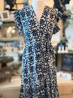 Uma Dress in Blue cross over detailing