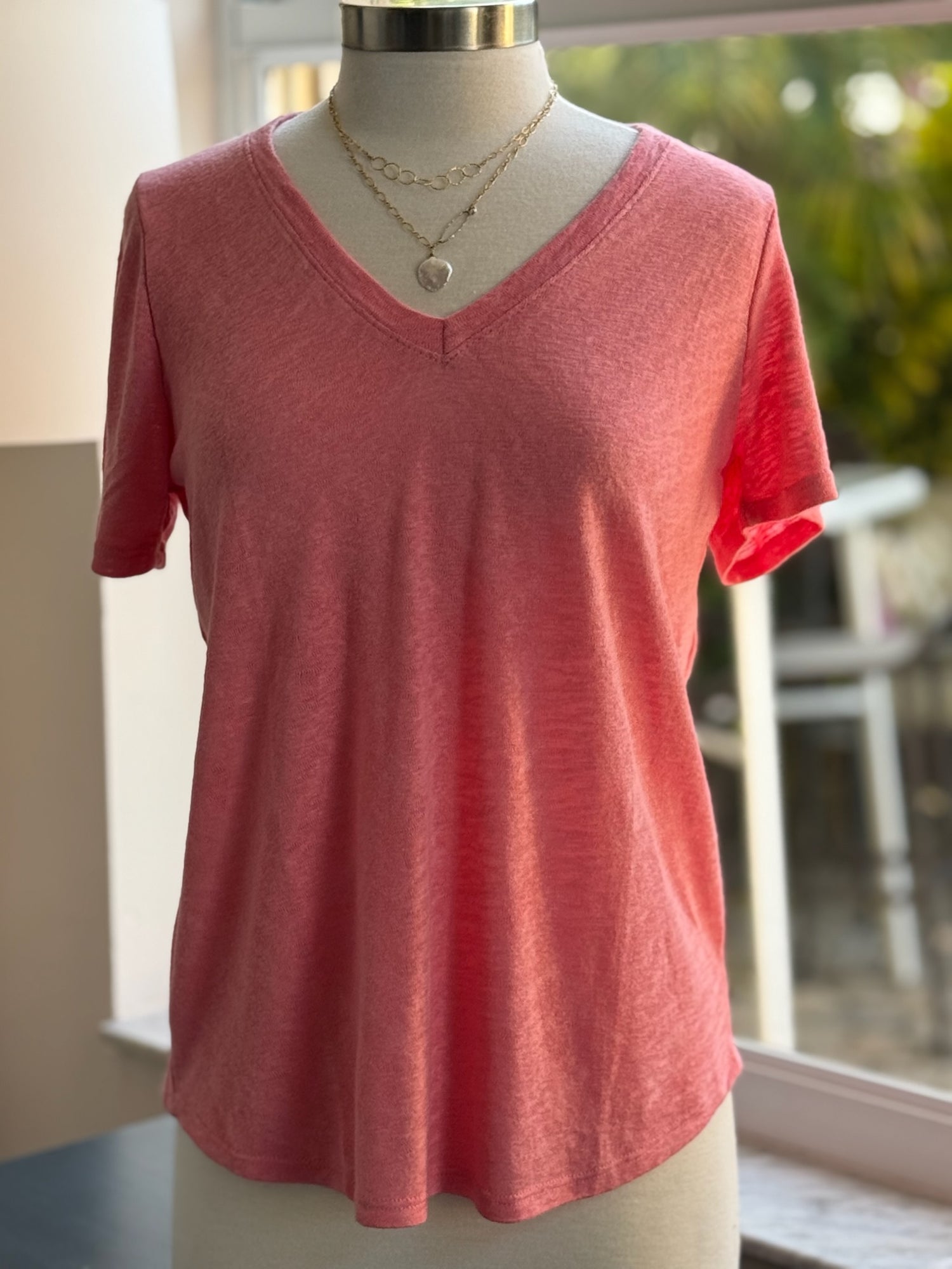 V neck casual Womens tee shirt