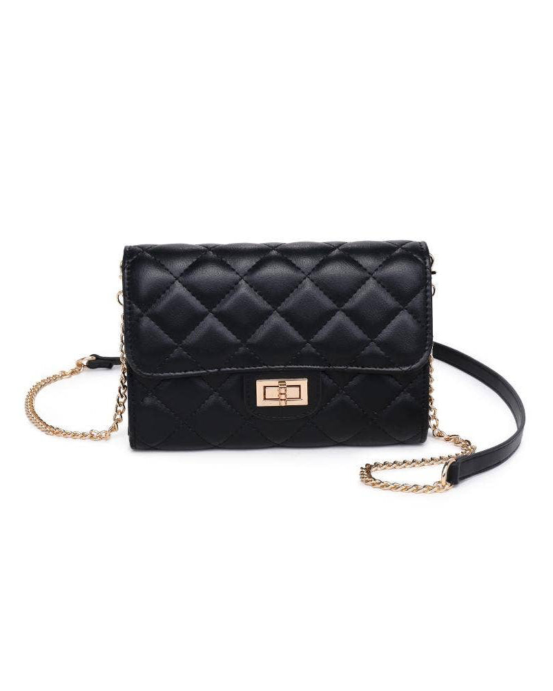 Winona Quilted Crossbody Clutch in Black