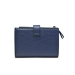 Blue leather wallet on a white background