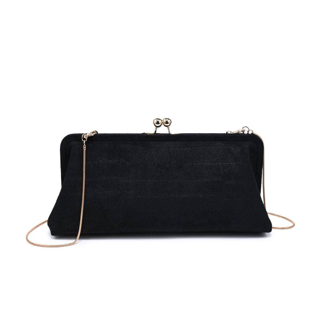 Kristin Faux Suede Clutch in black, Ardor Boutique. 