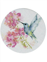 Hummingbird sandstone coaster with watercolor bird and floral artwork, absorbent natural stone from Ardor Boutique