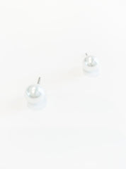 Classic large stud pearl earrings Faux pearl Silver Plated Stud 3/8" in diameter