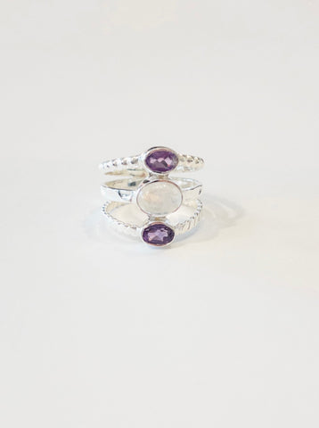 Laura Amethyst and Moonstone nh Ring