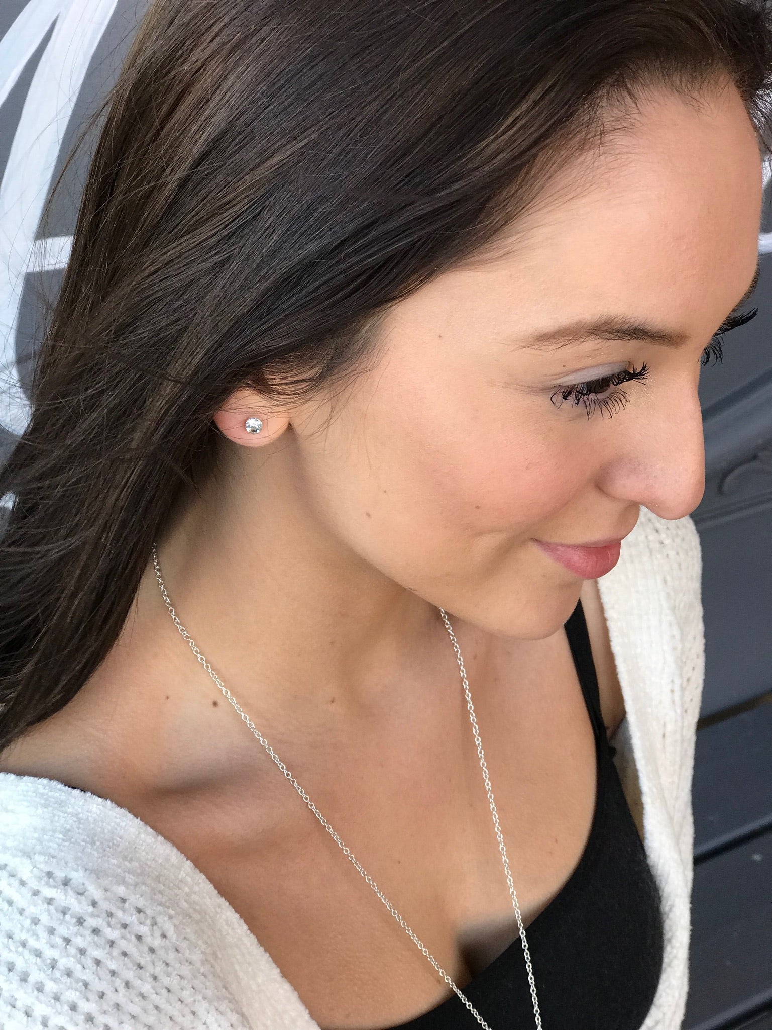 Sadie Silver Crystal Stud Earrings