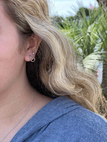 Olila Drop Earring -Silver on model.
