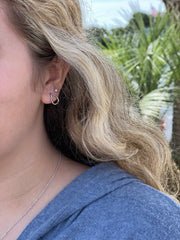 Olila Drop Earring -Silver on model.