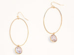 Gold plated Dangly hoop earrings Sparkly crystal accent Length : 2 1/2"