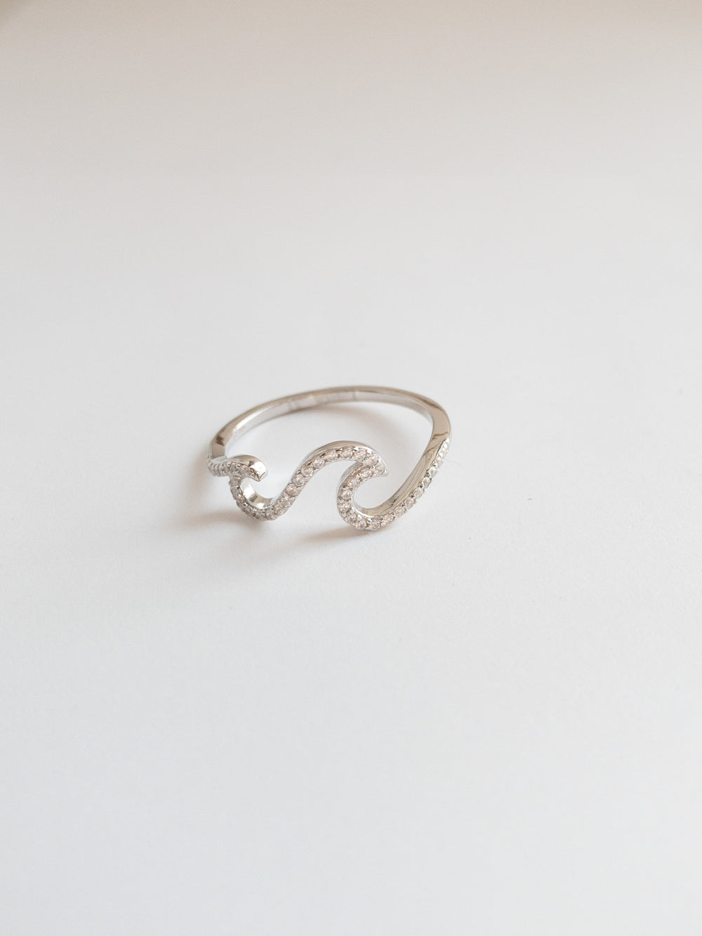 Sparkling double wave ring - sterling silver 
