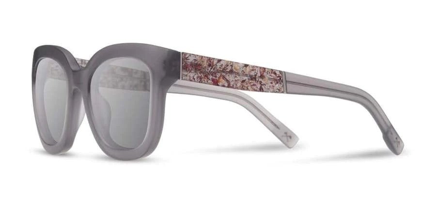 Gray mixed-material square sunglasses with smoke polarized lenses and patterned temples by Shwood.