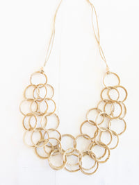 Ayita handmade interlocking rings necklace made from iraca in natural color