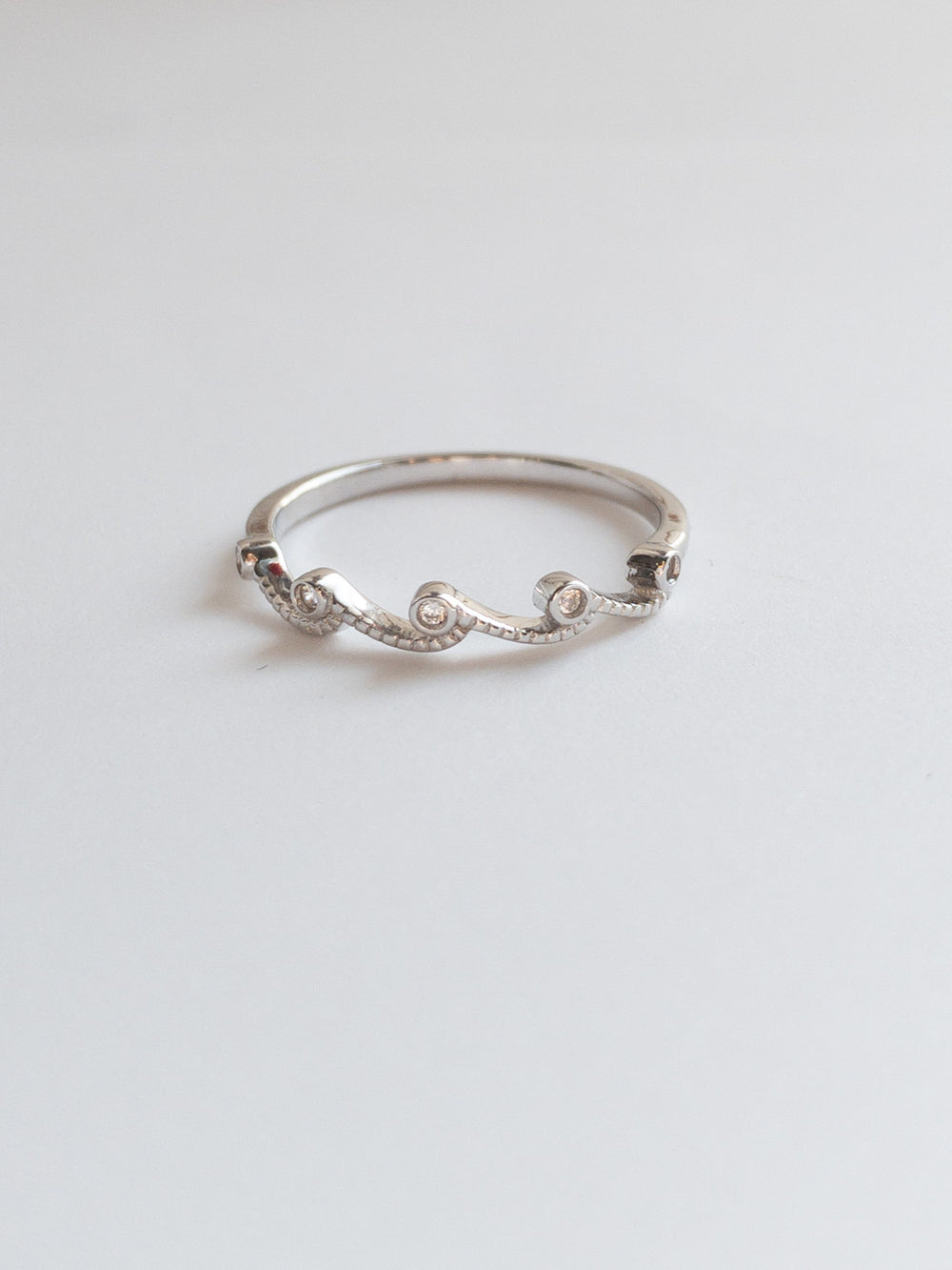 Tiny Sparkly waves rings- silver sterling silver 