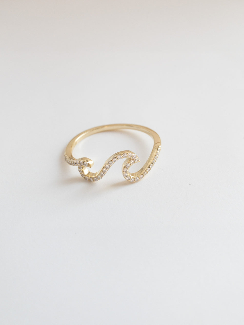 Sparkling double wave ring in gold sterling silver