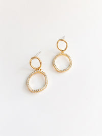 Haylie Duo Earrings. Image of Rhinestone crystal detail.