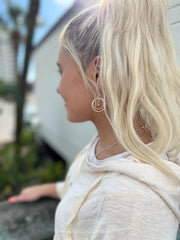 Heidi Triple Hoop Earrings - Multi Colored Sterling Silver on mannequin  