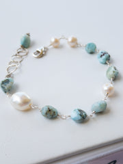 Pearl and amazonite nh bracelet
