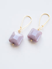 Handmade smoky lilac gold plated dangly earrings  Ardor exclusive Nickel Free Length : 1 1/2"