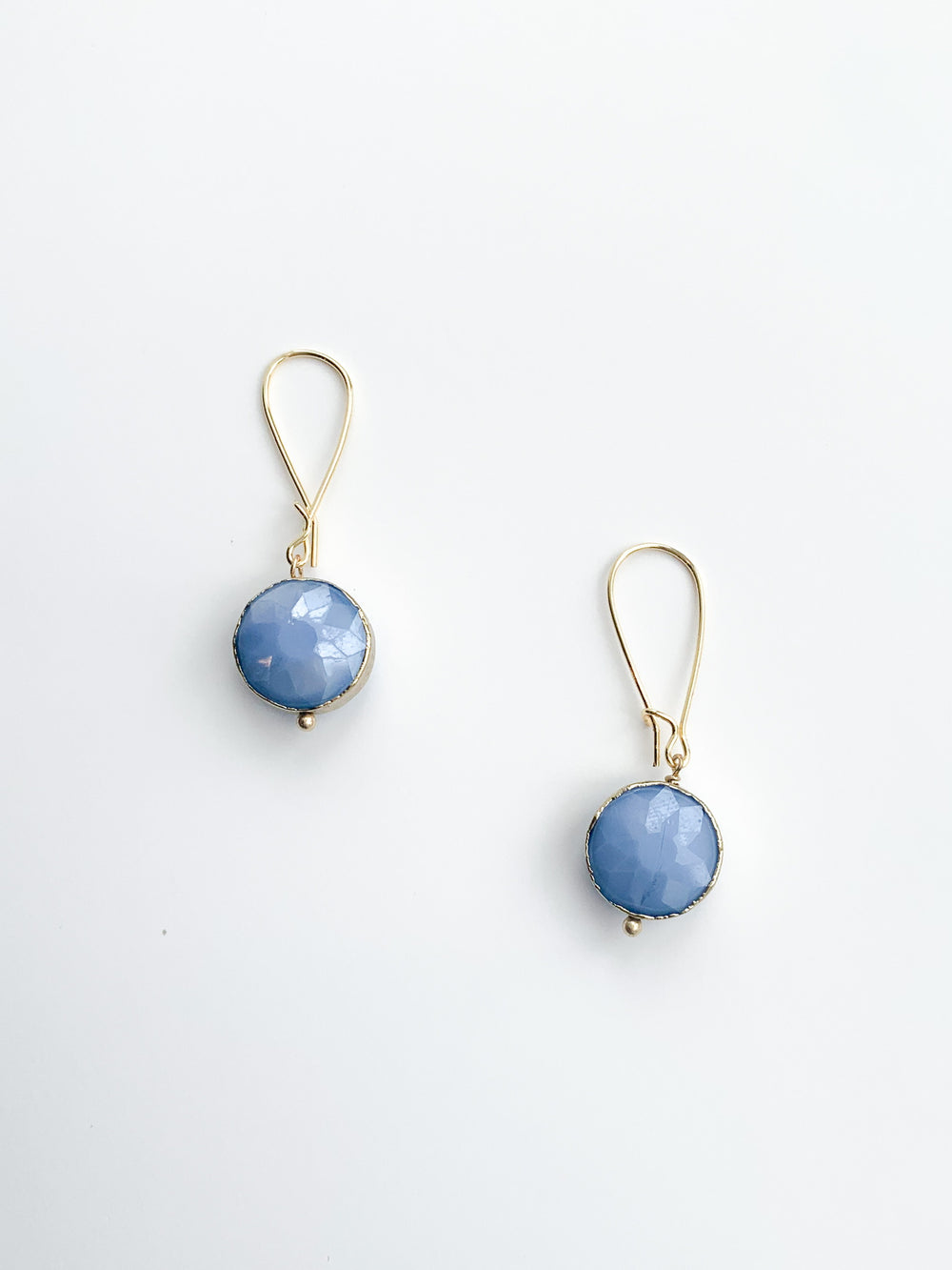 Blue and gold dangle handmade nickel free earrings